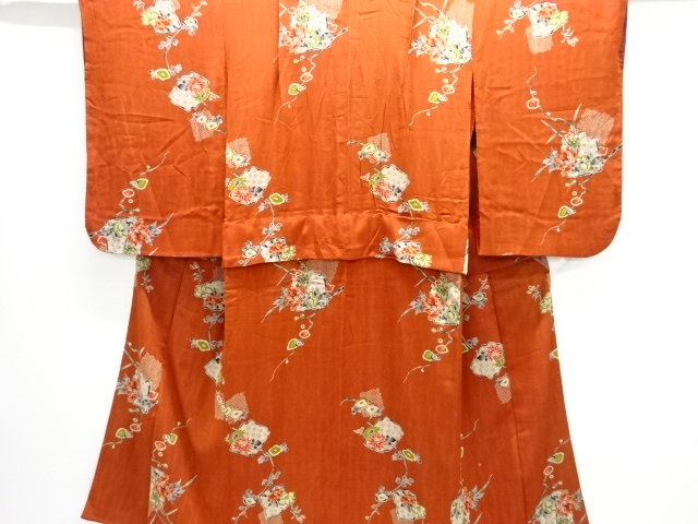 JAPANESE KIMONO / ANTIQUE KIMONO / SILK / MON KINSHA / FLOWER